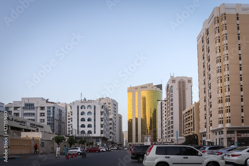 Capital of UAE, Abu Dhabi 12 April 2021 - City of United Arab Emirates at dusk