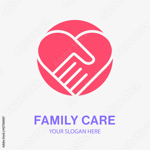 Family care icon. Help, charity, hope logo template. Vector illustration.