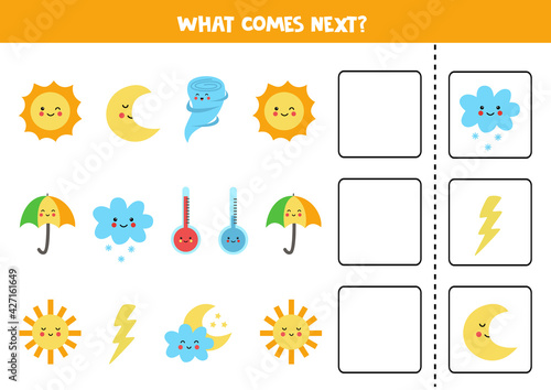 What comes next game with cute colorful weather elements.