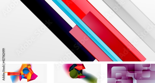 Vector abstract background set. Trendy modern geometric shapes