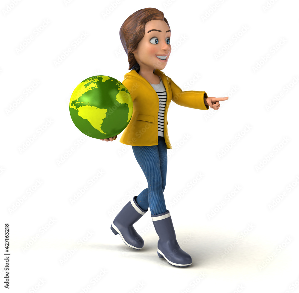 Fun 3D illustration of a cartoon teenage girl Fun 3D illustration of a cartoon teenage girl