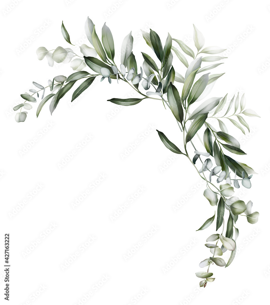 Floral composition for creating greeting cards, wedding invitations, banners on a white background