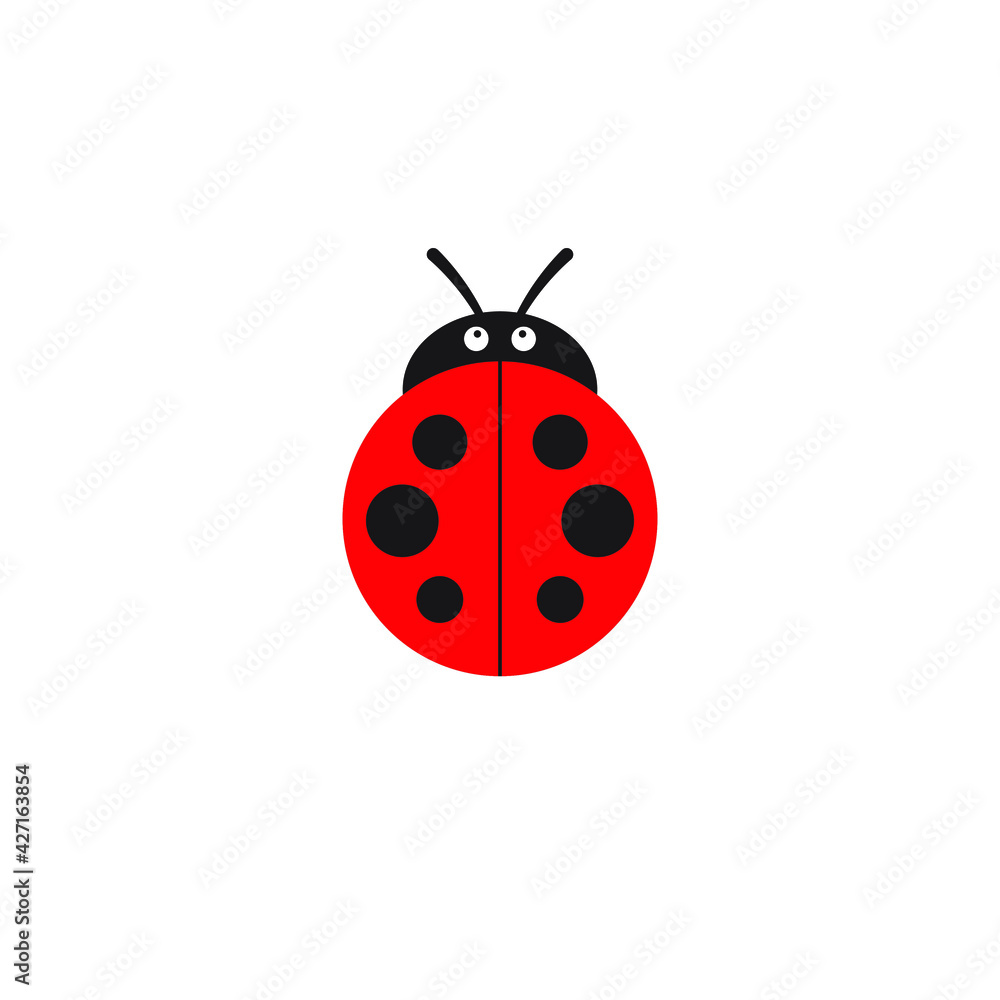 Ladybug or ladybird vector graphic illustration, isolated. Cute simple flat design of black and red lady beetle. Ladybug or ladybird vector graphic illustration, isolated. Cute simple flat design of black and red lady beetle.