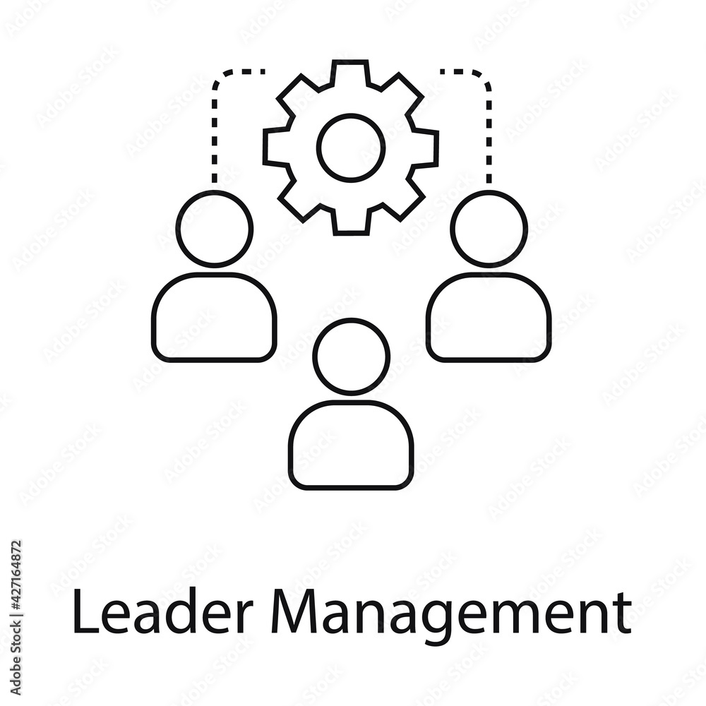 Team of some employees, workers or people attached through points to a ratchet wheel, graphic appearance of a leader management icon Team of some employees, workers or people attached through points to a ratchet wheel, graphic appearance of a leader management icon