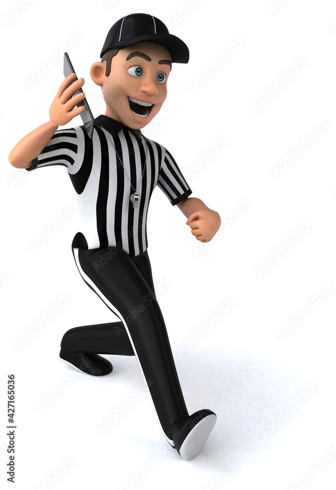Fun 3D Illustration of an american Referee with a smartphone Fun 3D Illustration of an american Referee with a smartphone