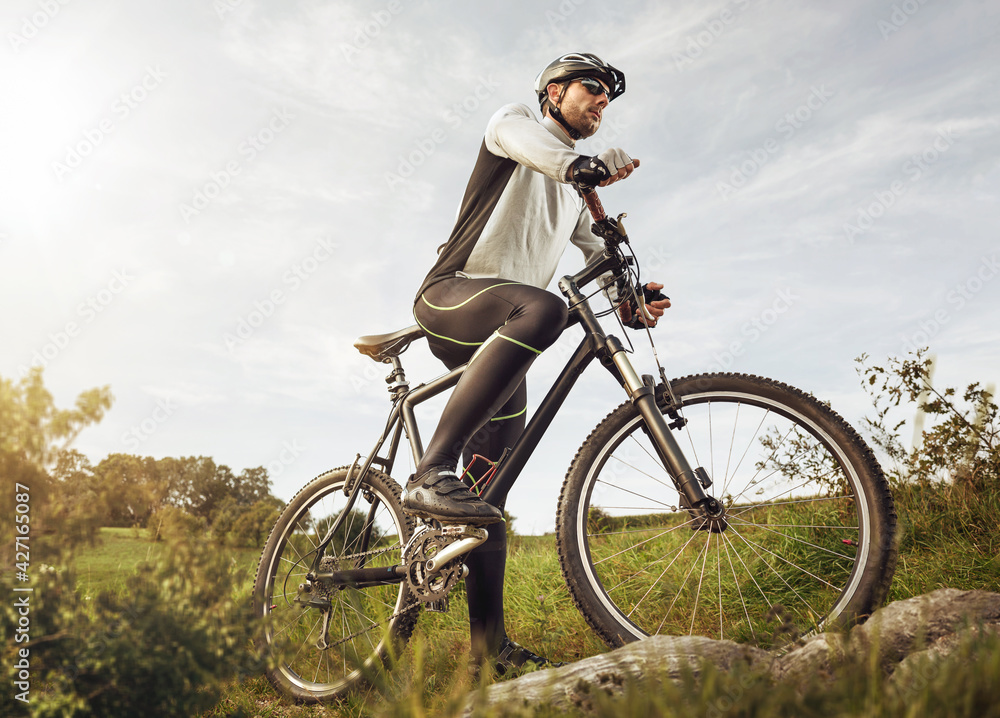 Man with a mountain bike in nature Man with a mountain bike in nature