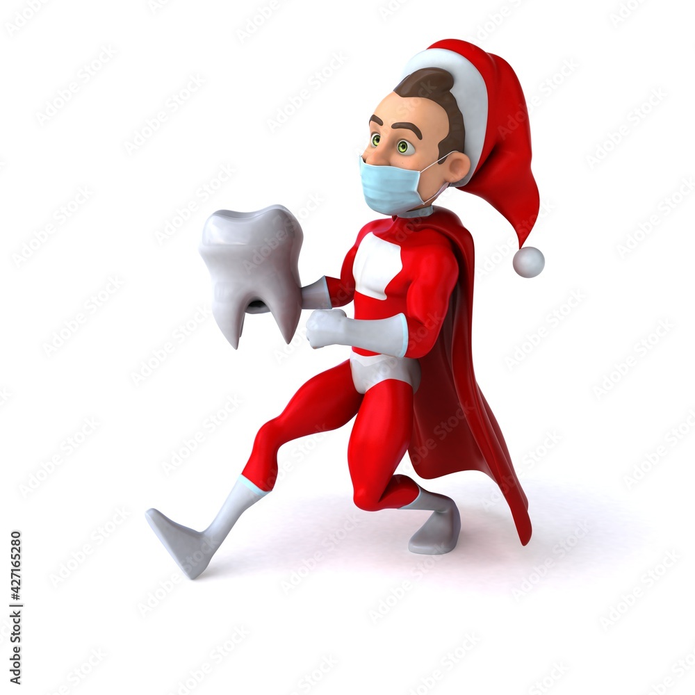 Fun 3D illustration of a cartoon Santa Claus with a mask Fun 3D illustration of a cartoon Santa Claus with a mask
