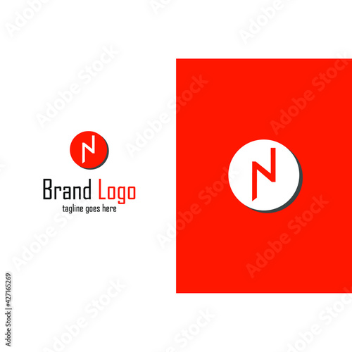 abstract letter N logo in the middle of a circle