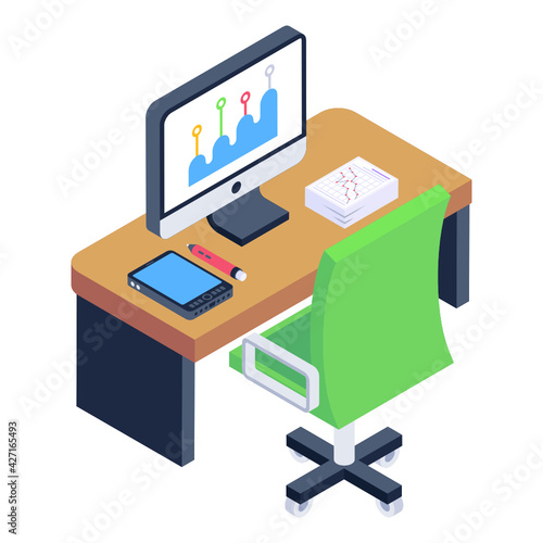
A trendy and modern isometric icon of office 

