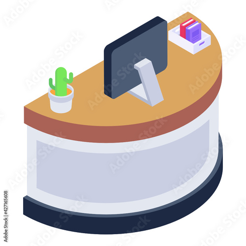 
A trendy and modern isometric icon of office 

