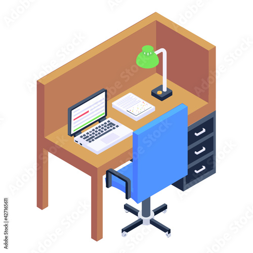 
A trendy and modern isometric icon of office 

