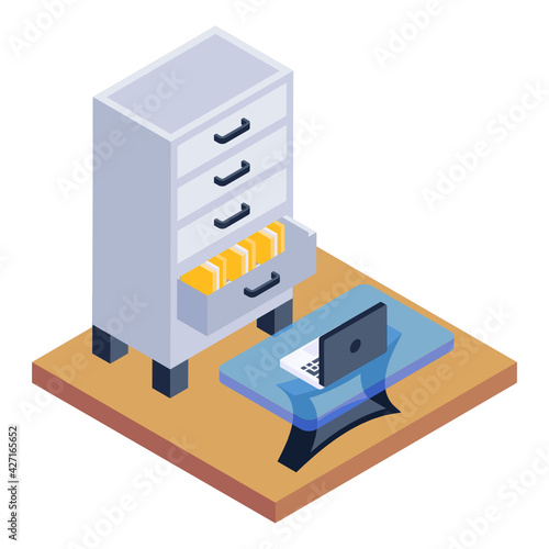 
Work table isometric icon is editable and premium 

