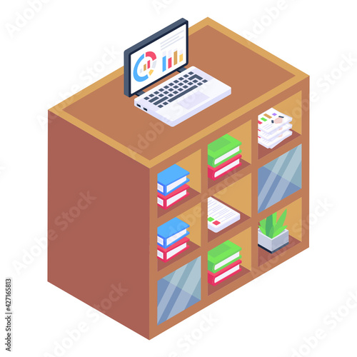 
Work table isometric icon is editable and premium 

