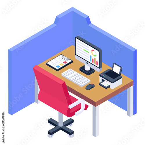
Work table isometric icon is editable and premium 

