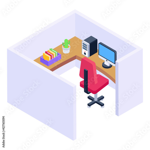 
Work table isometric icon is editable and premium 

