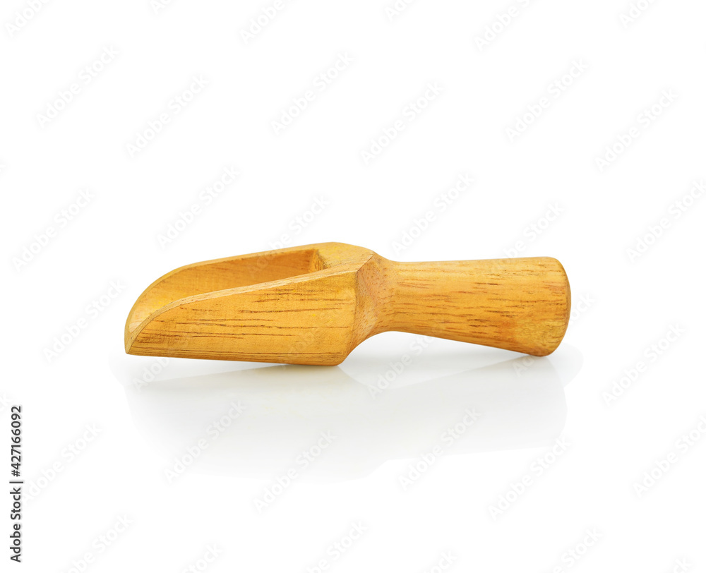 empty wooden scoop on a white background empty wooden scoop on a white background