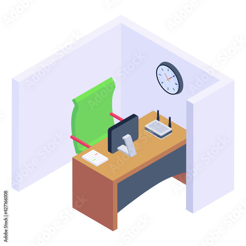 
Work table isometric icon is editable and premium 


