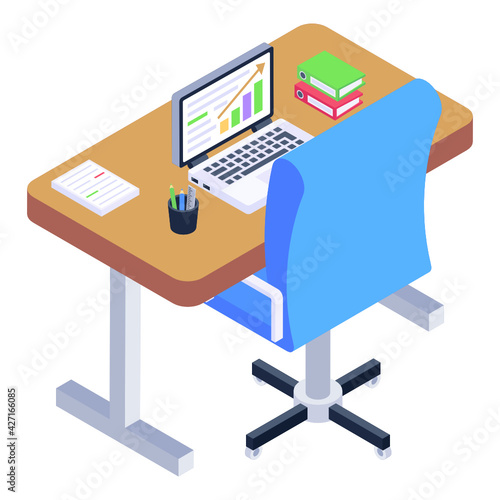 
Work table isometric icon is editable and premium 

