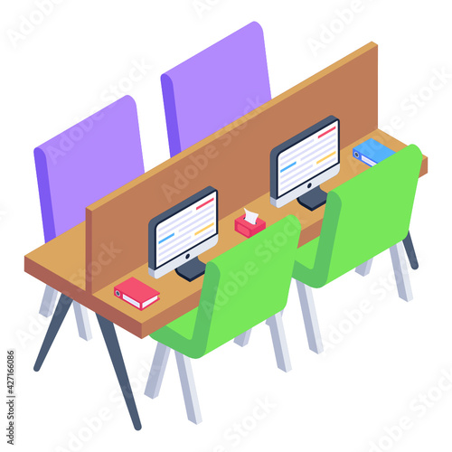 
Work table isometric icon is editable and premium 

