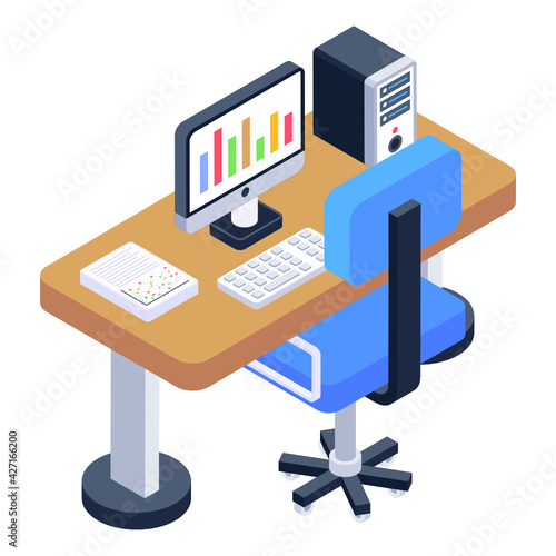 
Work table isometric icon is editable and premium 

