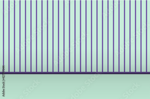 a wall with striped wallpaper and a floor. Vector background template. A combination of purple and green.