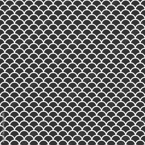Seamless fish scales skin pattern. Squama texture. Japanese traditional mermaid ornament.