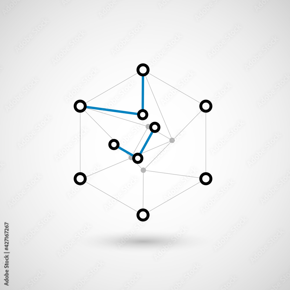 Vector glossy hexagonal banner with plastic style for business design. Vector connect dots and lines Vector glossy hexagonal banner with plastic style for business design. Vector connect dots and lines