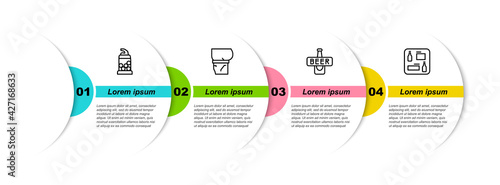 Set line Bottle opener, Beer belly, bottle and menu. Business infographic template. Vector