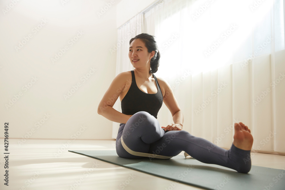 Yoga instructor in the studio Yoga instructor in the studio