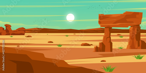 
Download this desert background vector with premium offer, flat desert view illustration  

