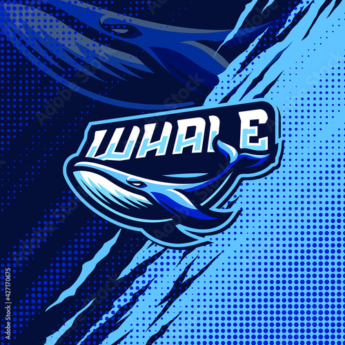 Whale mascot logo design illustration