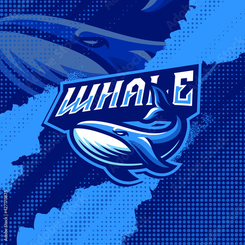 Whale mascot logo design illustration
