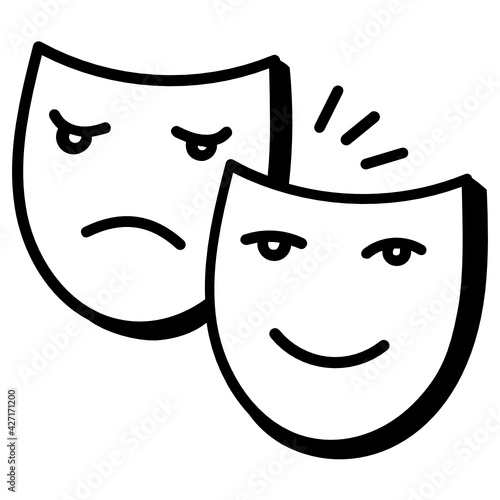 
Creatively well designed doodle icon of funny masks 

