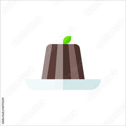 Panna Cotta, Dessert, Cake Flat Icon Logo Illustration Vector Isolated. Italian Food, Pasta, and Restaurant Icon-Set. Suitable for Web Design, Logo, App, and Upscale Your Business.