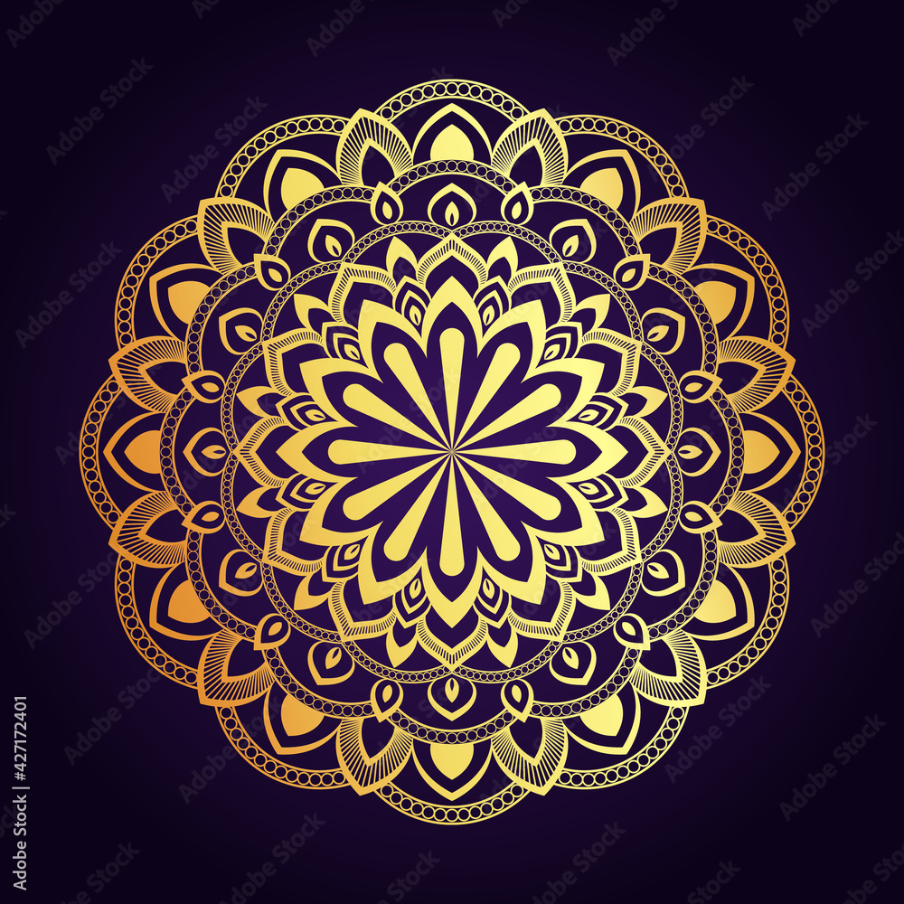 Golden Mandala Background Design Template