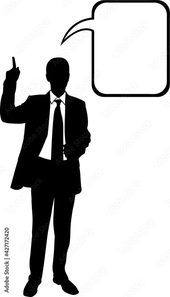 Fototapeta premium silhouette of businessman with speech bubble