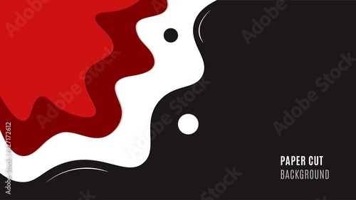 Black Red Papercut Background Design. Can Be Used For Landing Page, Banner, Presentation Or Wallpaper.