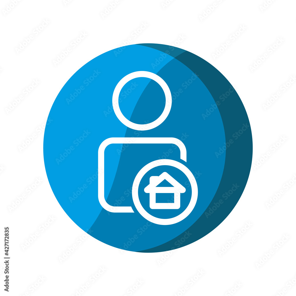 User with home icon. Simple illustration mobile concept, web design, application, UI. Design template vector