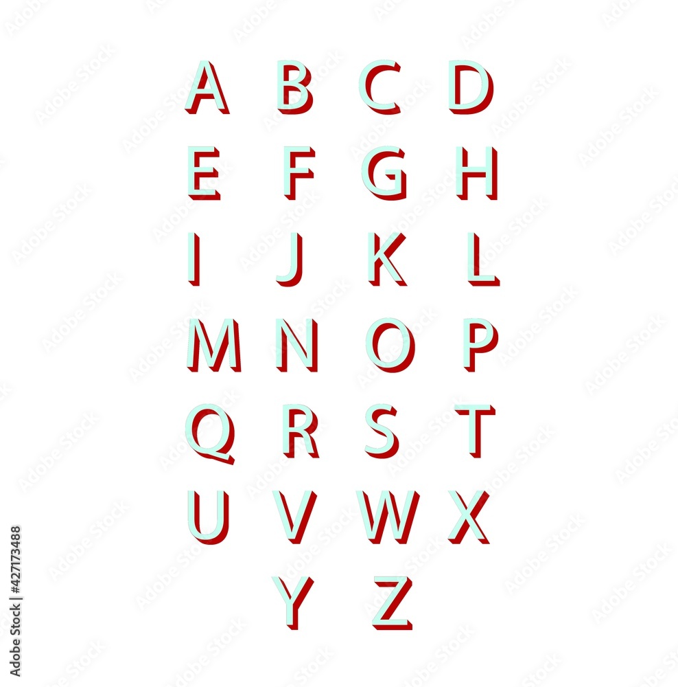 Letters. 3D print alphabet on a white background. Letters. 3D print alphabet on a white background.