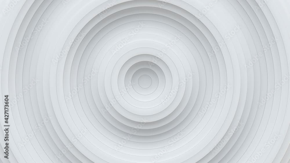White abstract geometric background with rings ripple. Seamless loop 3D render animation White abstract geometric background with rings ripple. Seamless loop 3D render animation