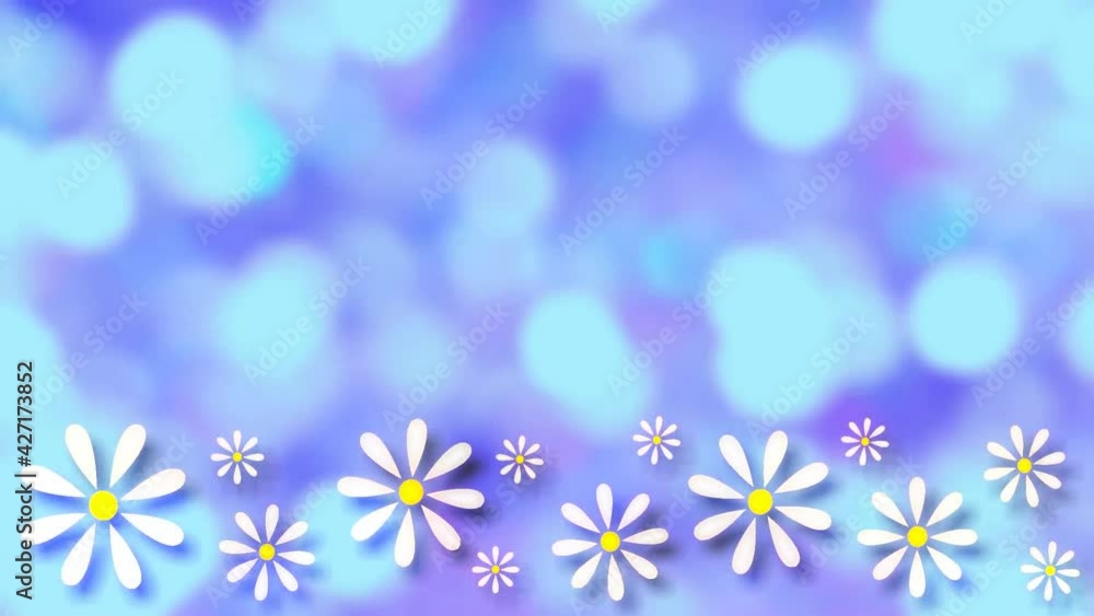 beautiful animation with daisies on a blue background beautiful animation with daisies on a blue background