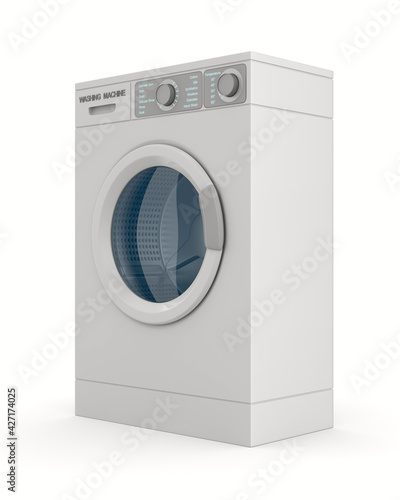 washing machine on white ba...