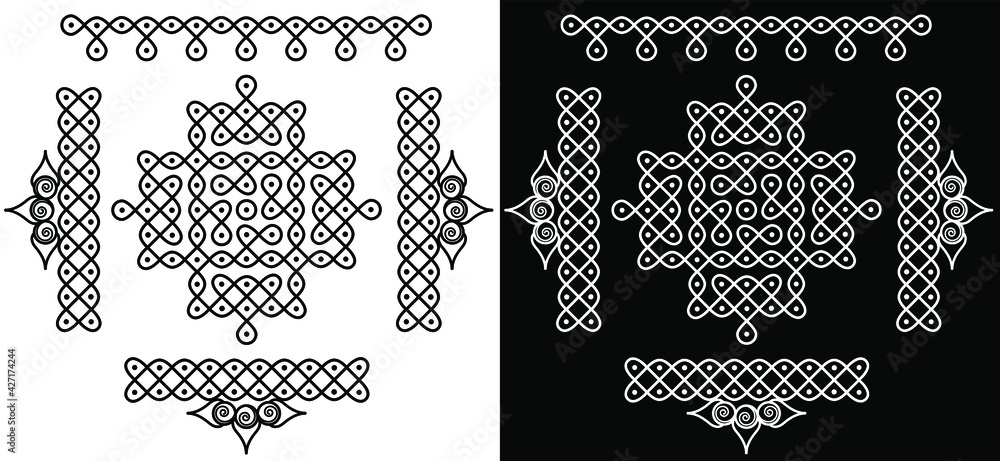 Indian Traditional and Cultural Rangoli or Kolam design isolated on