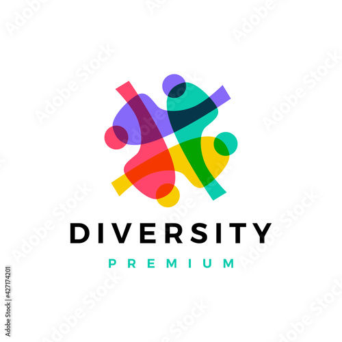 diversity people family together human unity chat bubble logo vector icon illustration