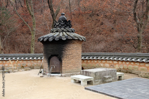 Scenery of Jingwansa Temple in Eunpyeong-gu. in Seoul, South Korea. Feb. 9, 2021