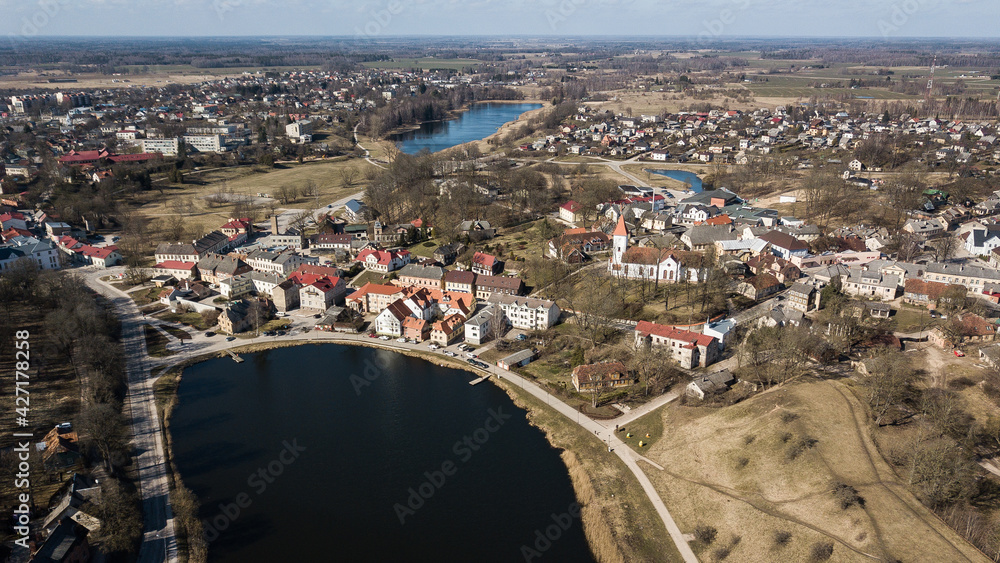 Aerial view of Talsi town, Latvia. 