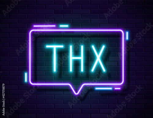 Thank You Realistic Neon Text Sign isolated on brick wall background