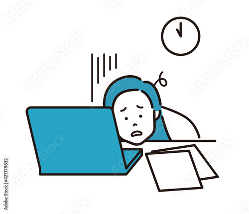 人物　残業　疲労　ビジネス