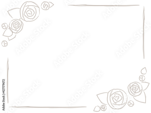 水彩っぽいバラのイラストが付いたフレーム
