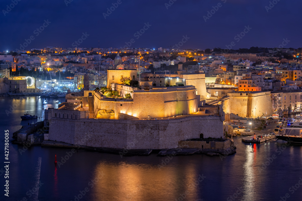 Fort St Angelo at Night in Birgu, Malta
